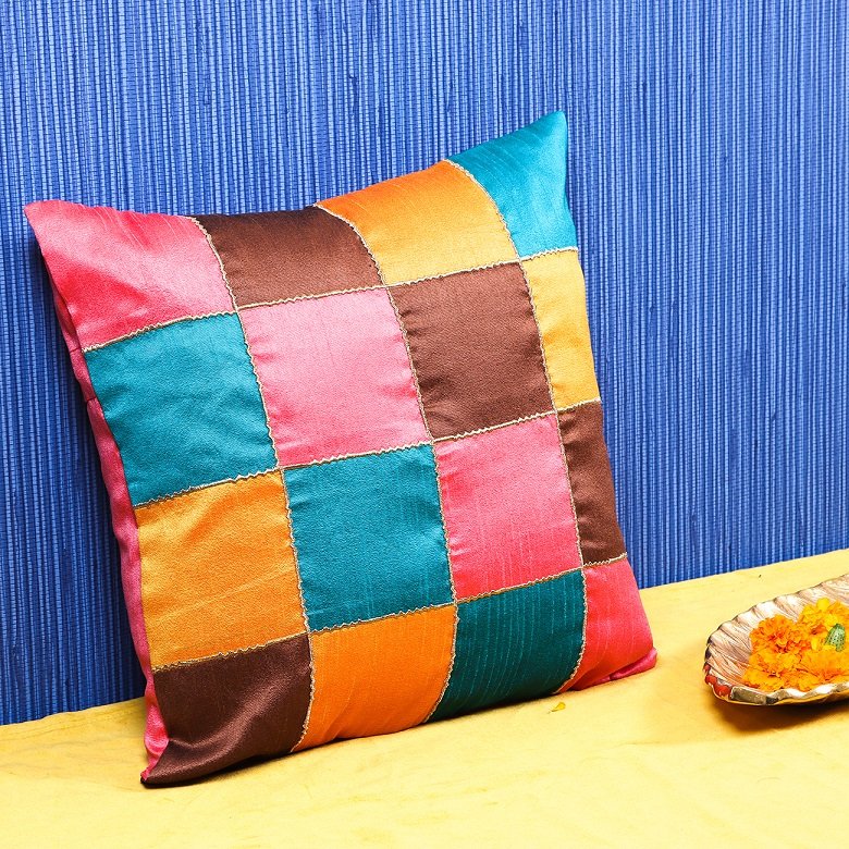 Rangrez Silk 4 Shades of Designer Multicolor Cushion Covers - Image 2