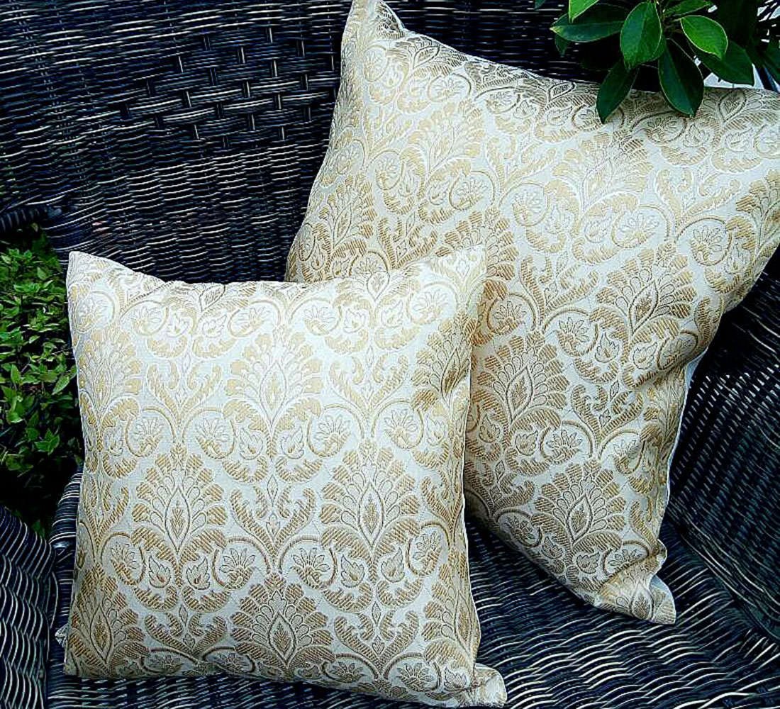 Irish Ivory & Golden Mughal Classic Design Cushion Covers