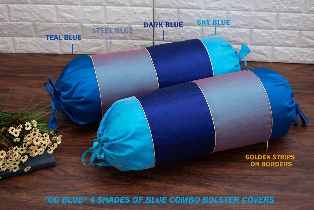 Go Blue 4 Shades of Blue Designer Bolster Covers - Image 2