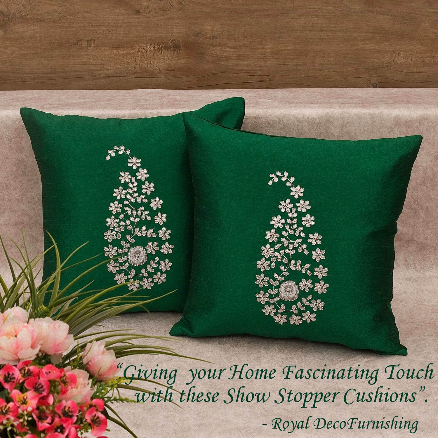 Emerald Green & Silver Paisley Gotta Patti Hand Embroidery - Image 7