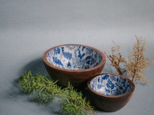 Wooden Artistic Indigo Garden - Bowl Set