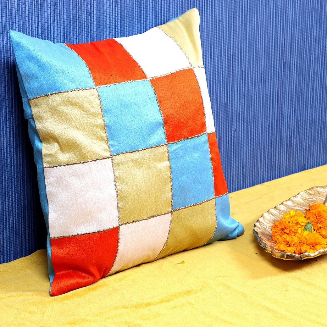 Rangrez Silk 4 Shades of Designer Multicolor Cushion Covers - Image 2