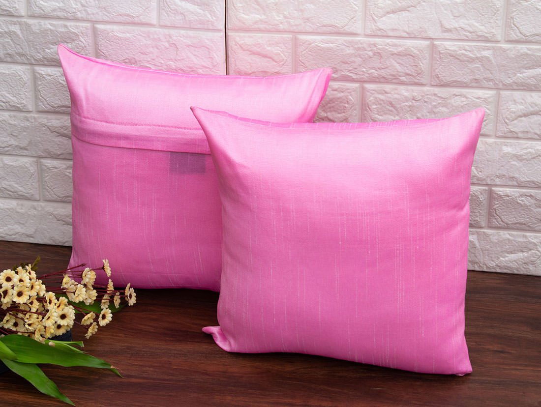 Plain Solid Superlative Baby Pink Cushion Covers - Image 2
