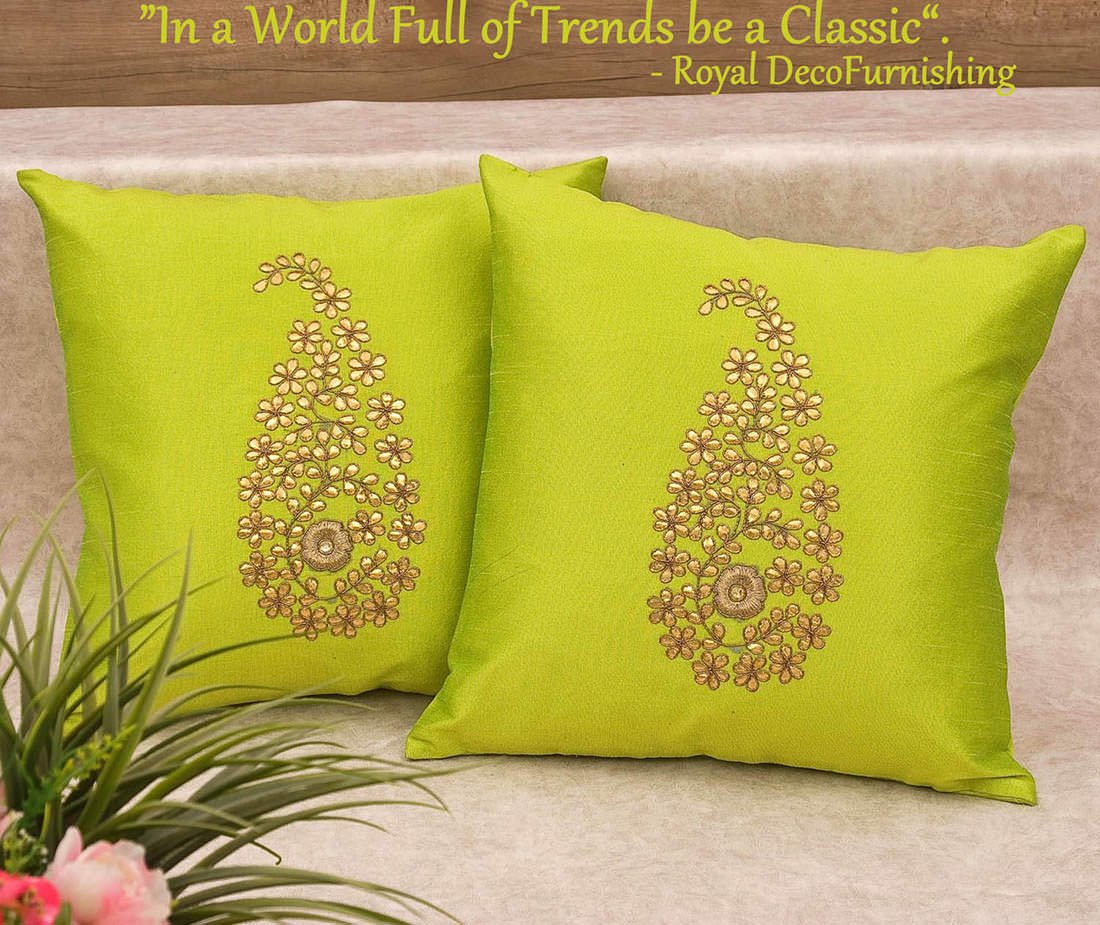 Parrot Green & Golden Paisley Gota Patti Hand Embroidery - Image 6