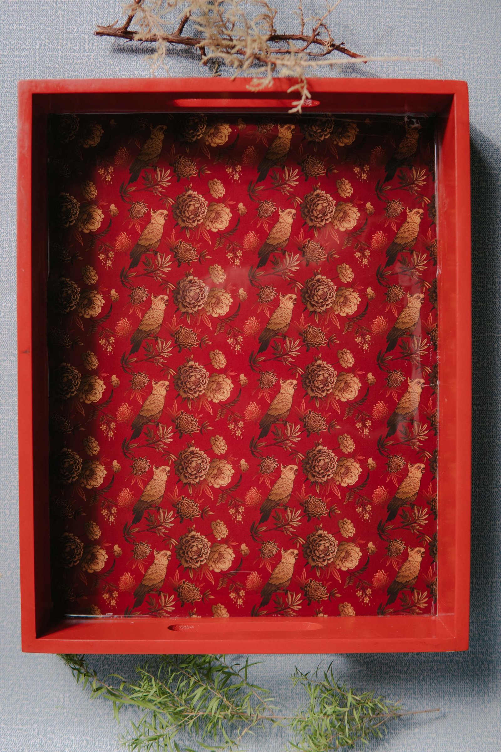 Wooden Artistic Red Meadow Serving Trays (Set of 2) - Image 2