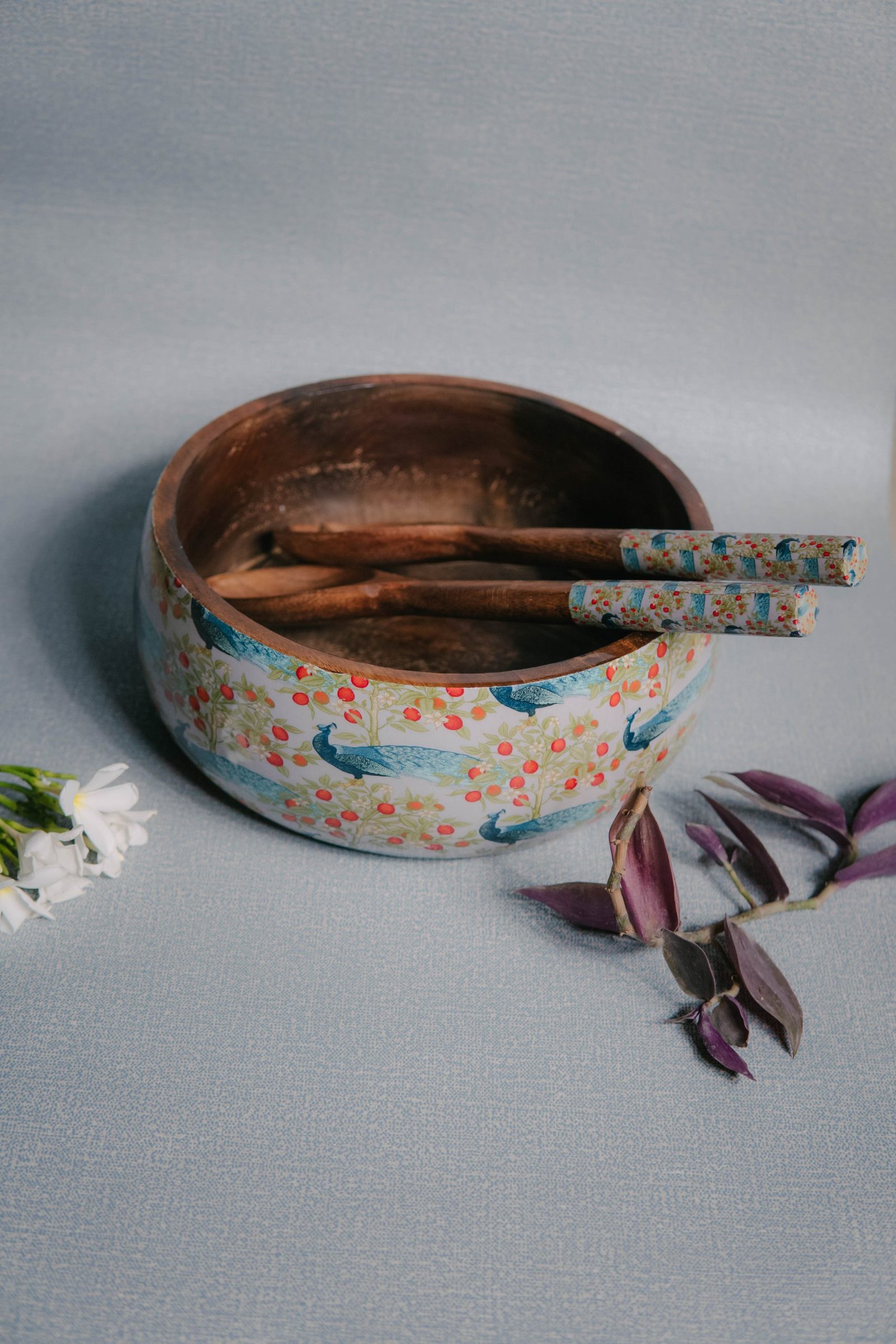 Wooden Artistic Mayur Vatika - Multipurpose Serving Bowl - Image 3