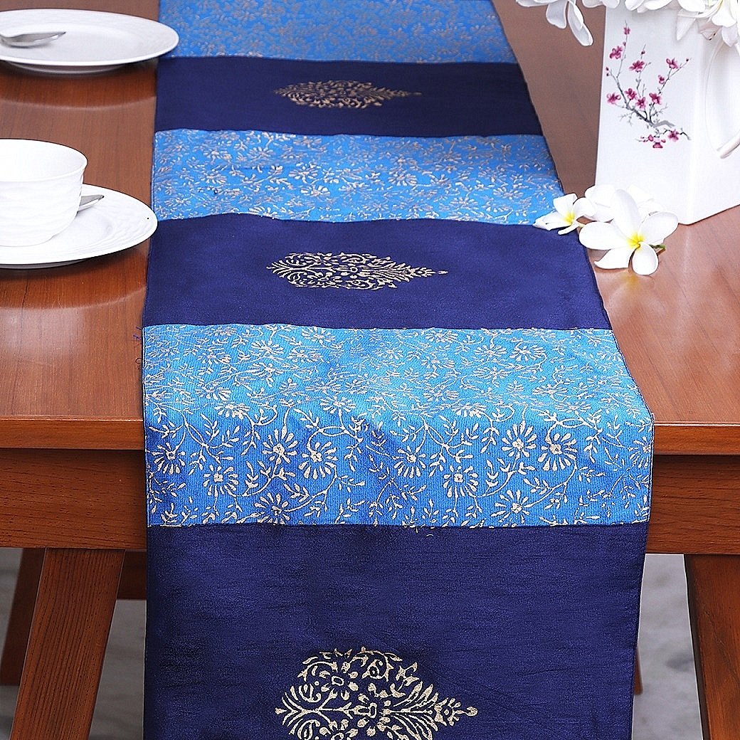 Anjuman Jaal Block Printed Silk Table Runner - Image 3