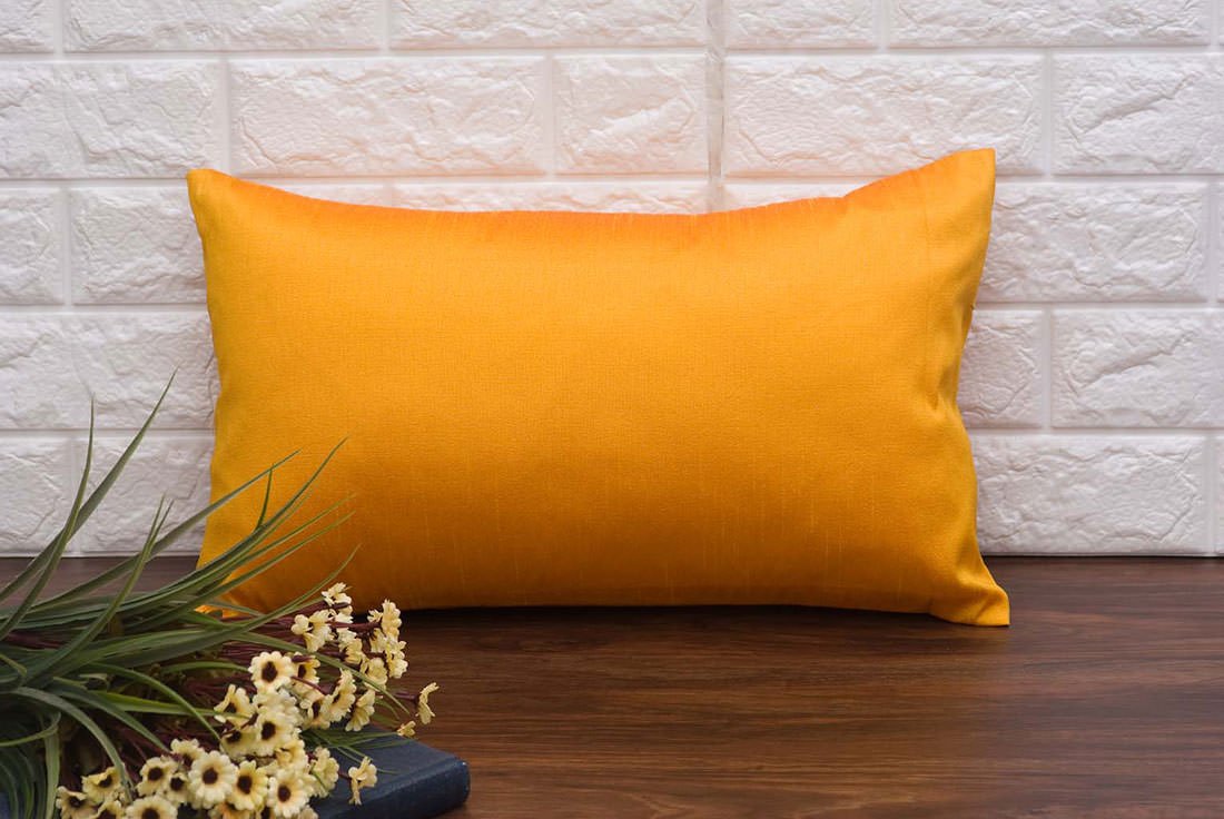 Plain Solid Superlative Rust Yellow Rectangular Cushion Covers - Image 3