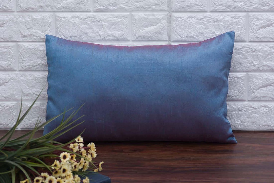 Plain Solid Superlative Steel Blue Rectangular Cushion Covers - Image 3