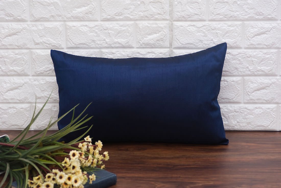 Plain Solid Superlative Navy Blue Rectangular Cushion Covers - Image 3