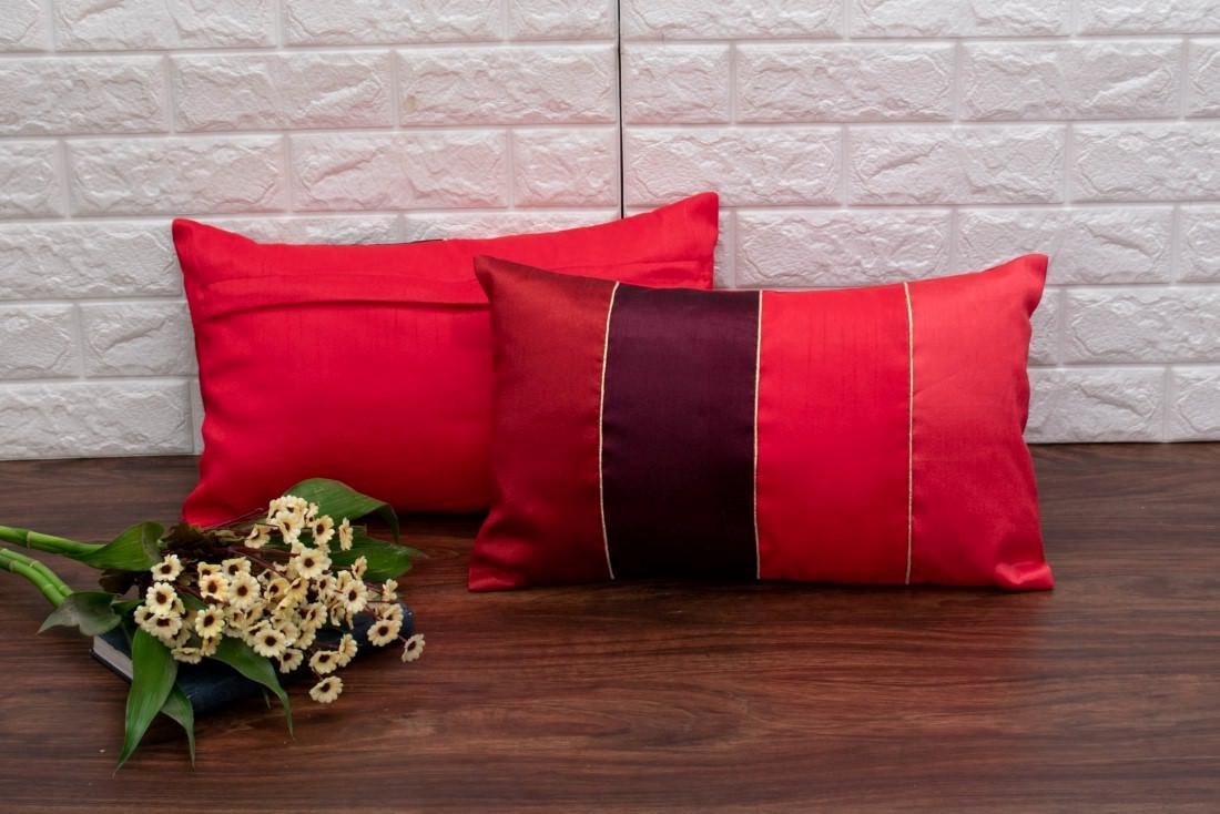 Go Red 4 Shades of Red Designer Rectangular Kattran Cushion Covers - Image 3