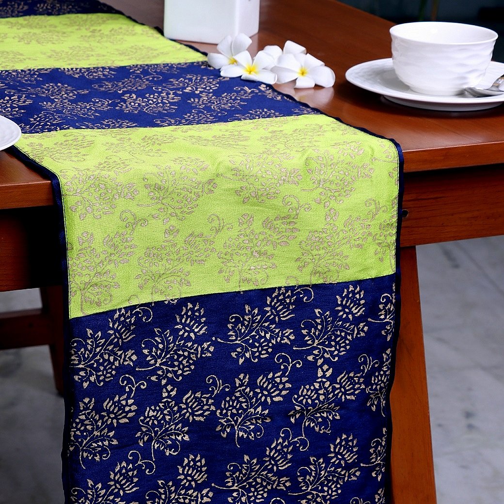 Bel Butah Block Printed Silk Table Runner - Image 3