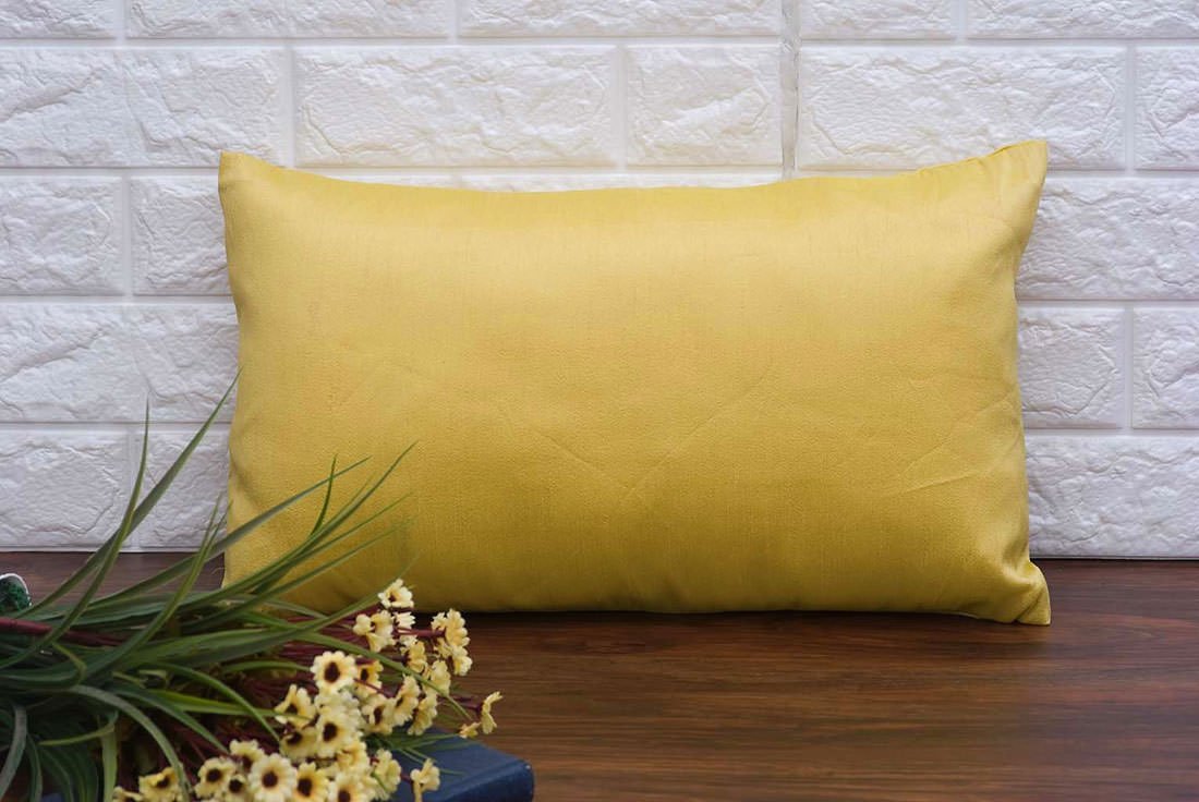 Plain Solid Superlative Light Yellow Rectangular Cushion Covers - Image 3