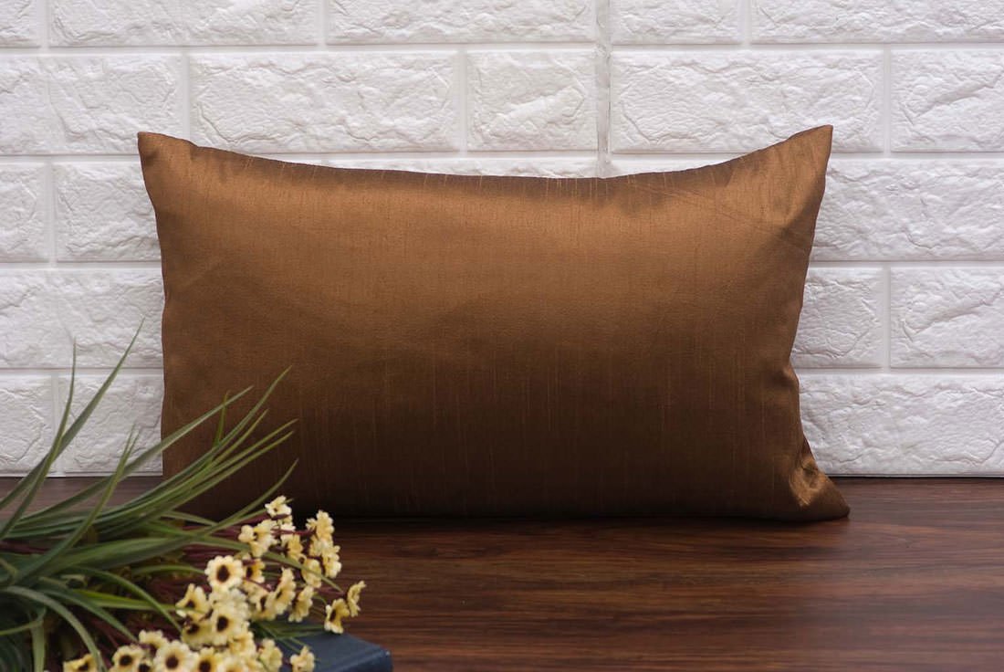 Plain Solid Superlative Light Brown Rectangular Cushion Covers - Image 3
