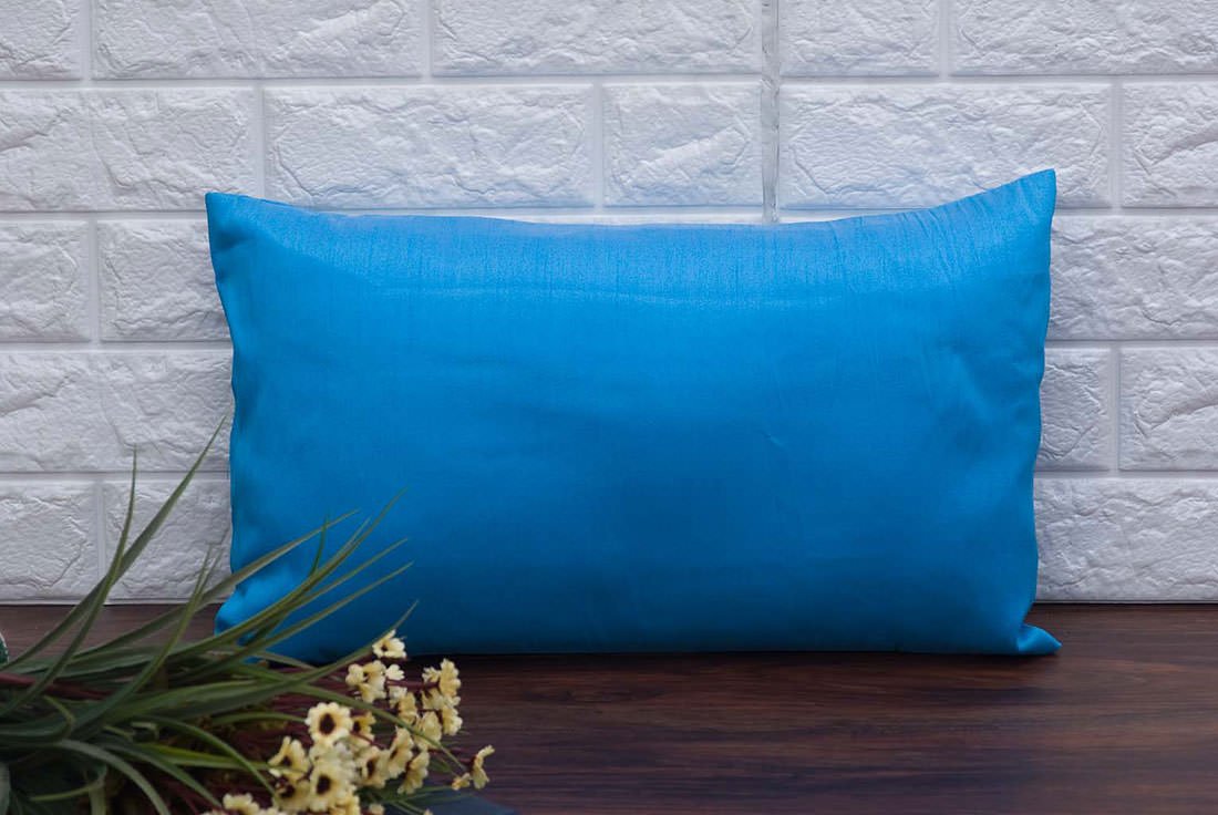 Plain Solid Superlative Sky Blue Rectangular Cushion Covers - Image 3