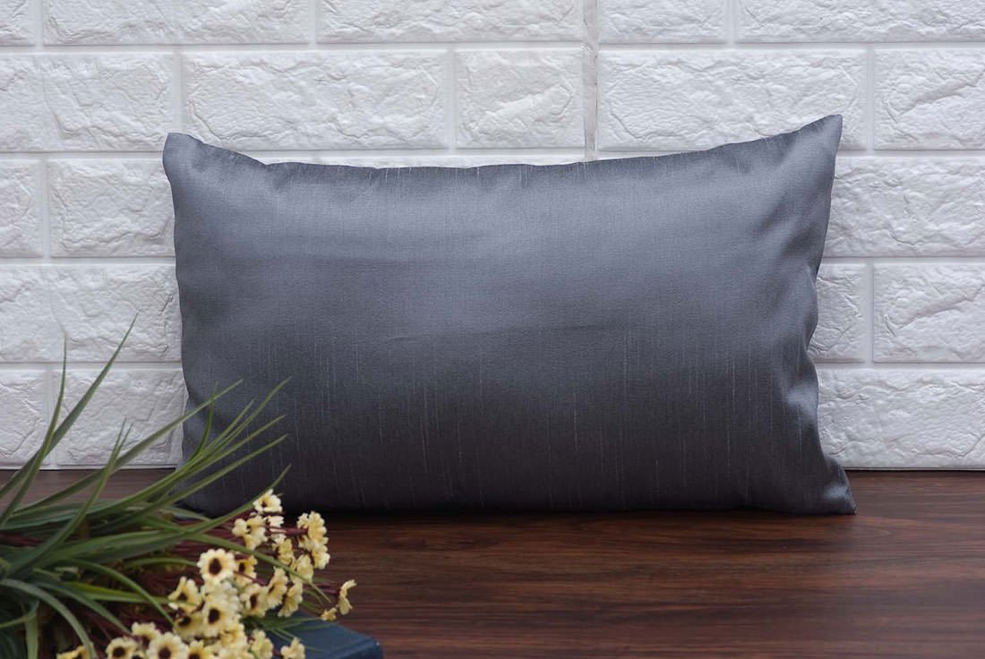 Plain Solid Superlative Grey Rectangular Cushion Covers - Image 3