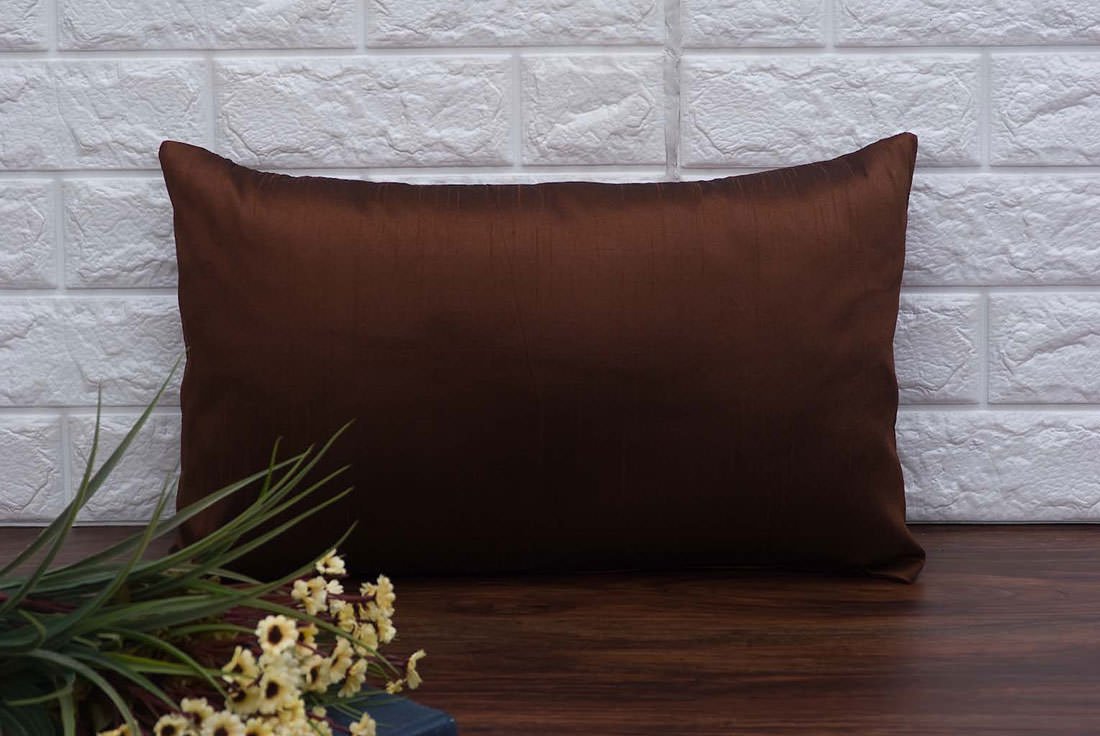 Plain Solid Superlative Dark Brown Rectangular Cushion Covers - Image 3