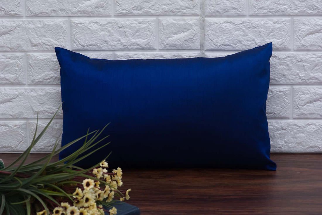Plain Solid Superlative Dark Blue Rectangular Cushion Covers - Image 3