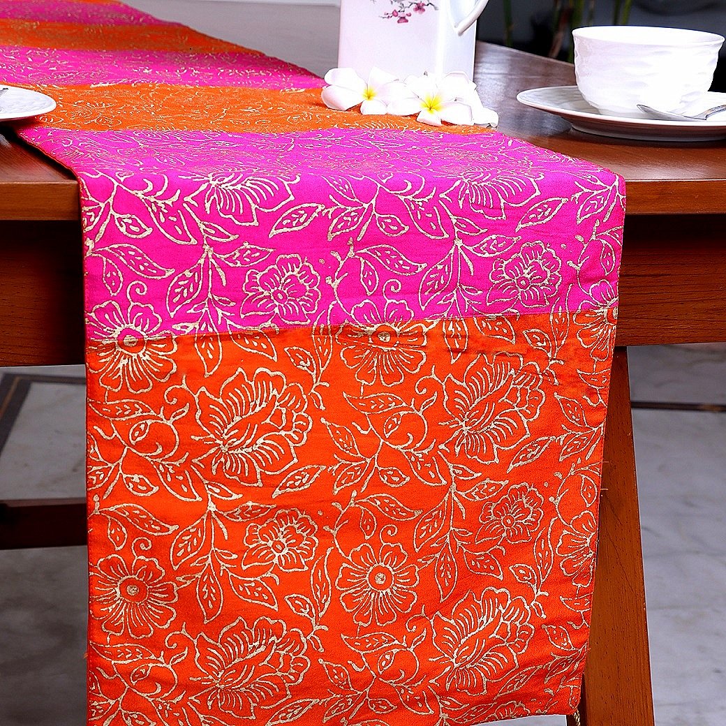 Firdaus Bagh Block Printed Silk Table Runner - Image 3