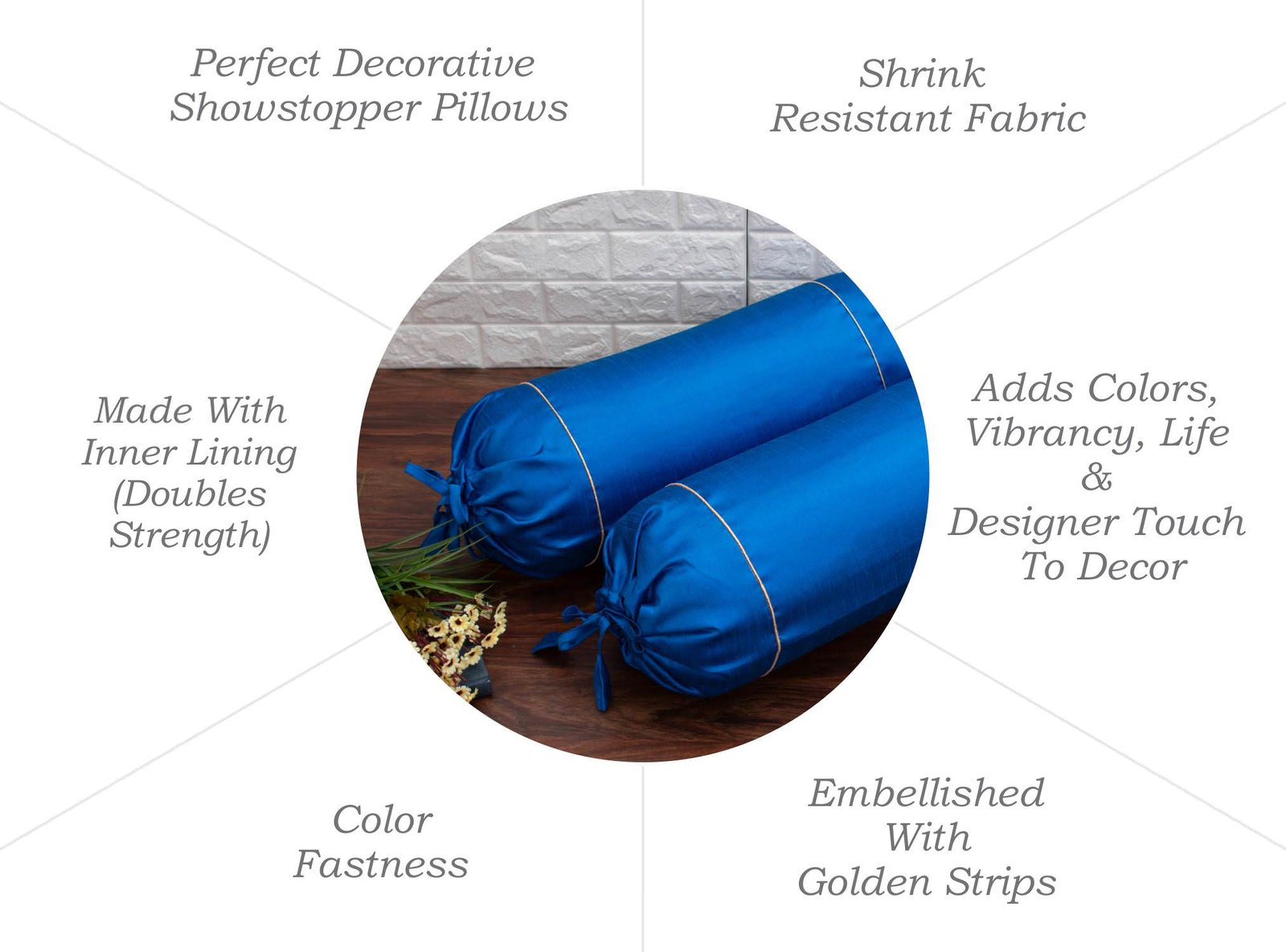 Plain Solid Superlative Teal Blue Bolster Covers - Image 6