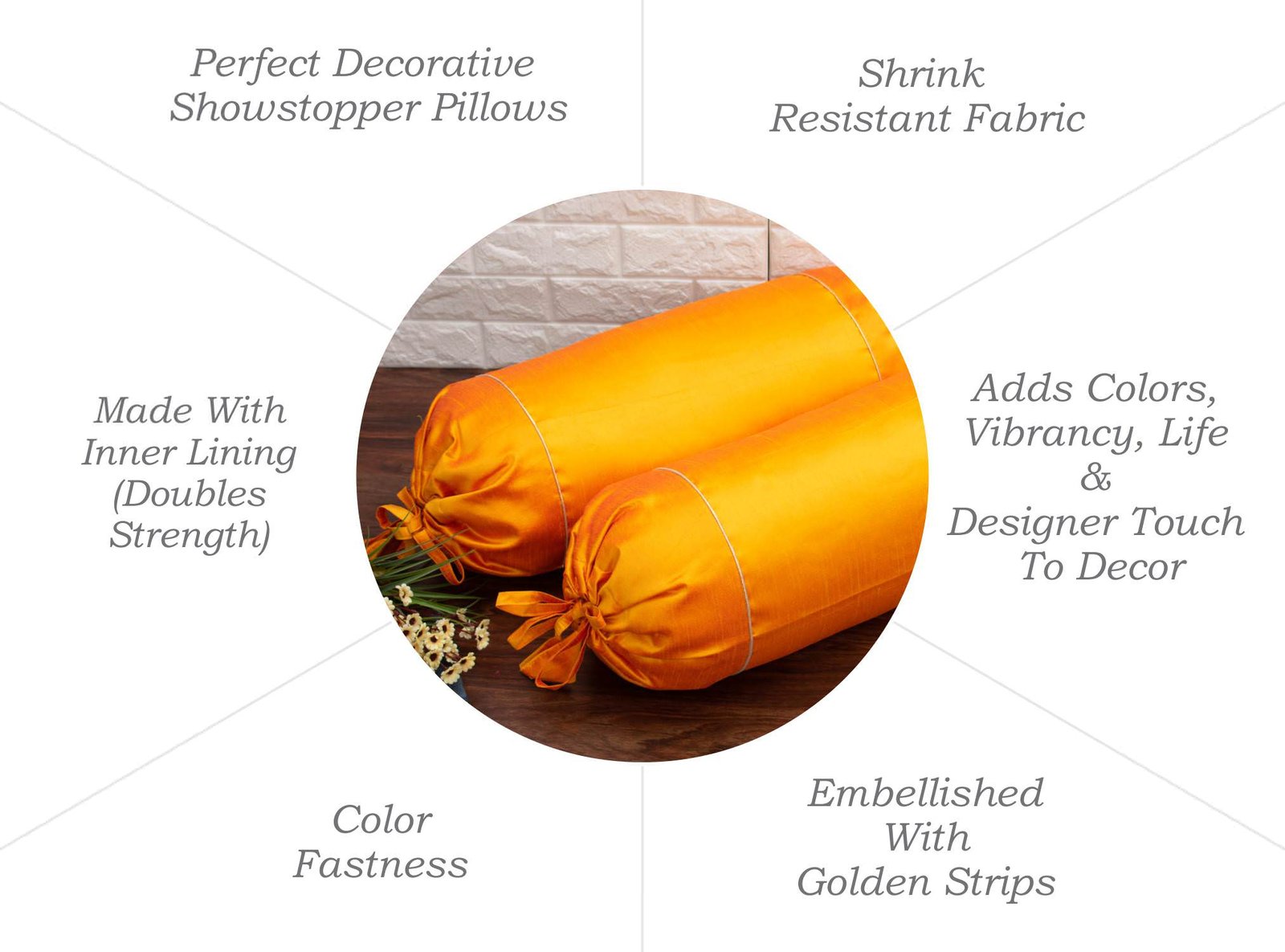 Plain Solid Superlative Rust Yellow Bolster Covers - Image 6