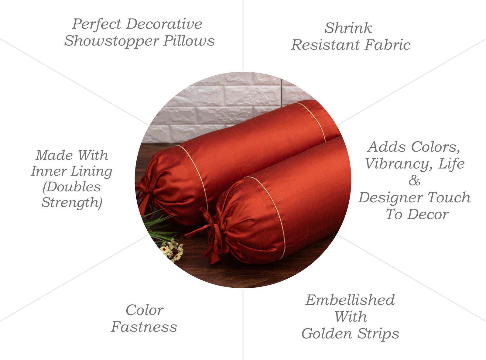 Plain Solid Superlative Red Brown Bolster Covers - Image 6