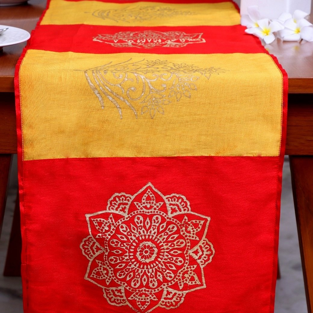 Mandala Butah Block Printed Silk Table Runner - Image 3