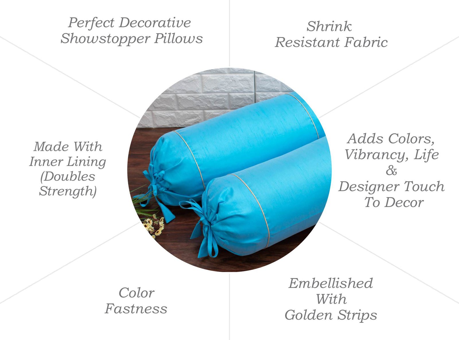 Plain Solid Superlative Sky Blue Bolster Covers - Image 6