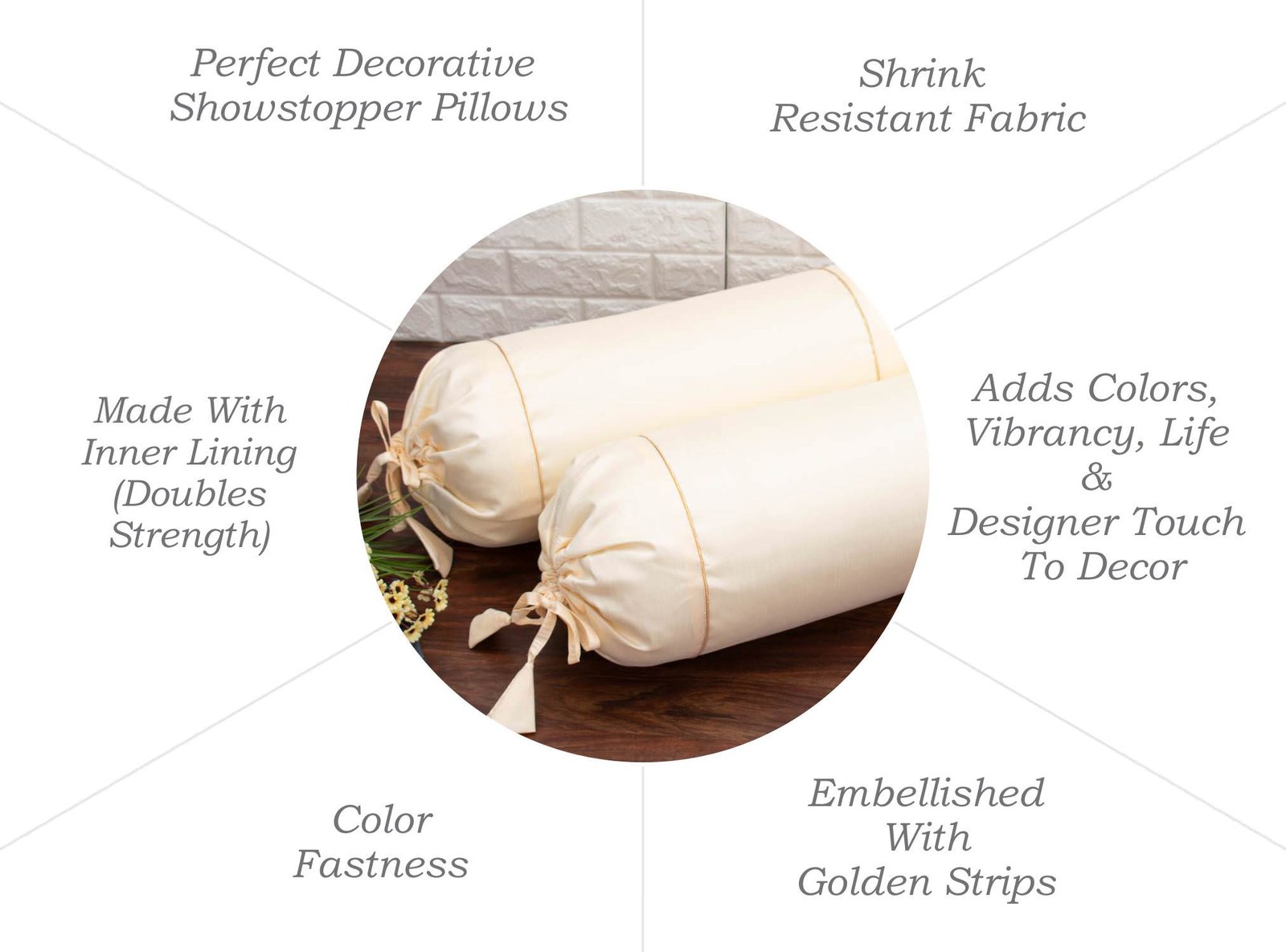 Plain Solid Superlative Ivory Bolster Covers - Image 6