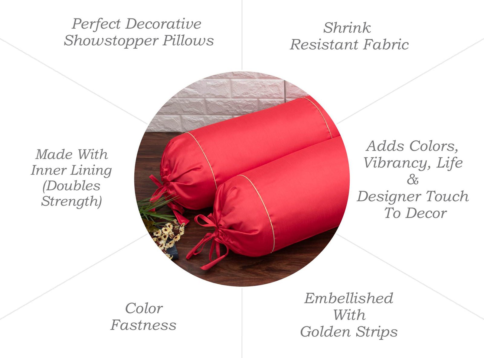 Plain Solid Superlative Coral Bolster Covers - Image 6