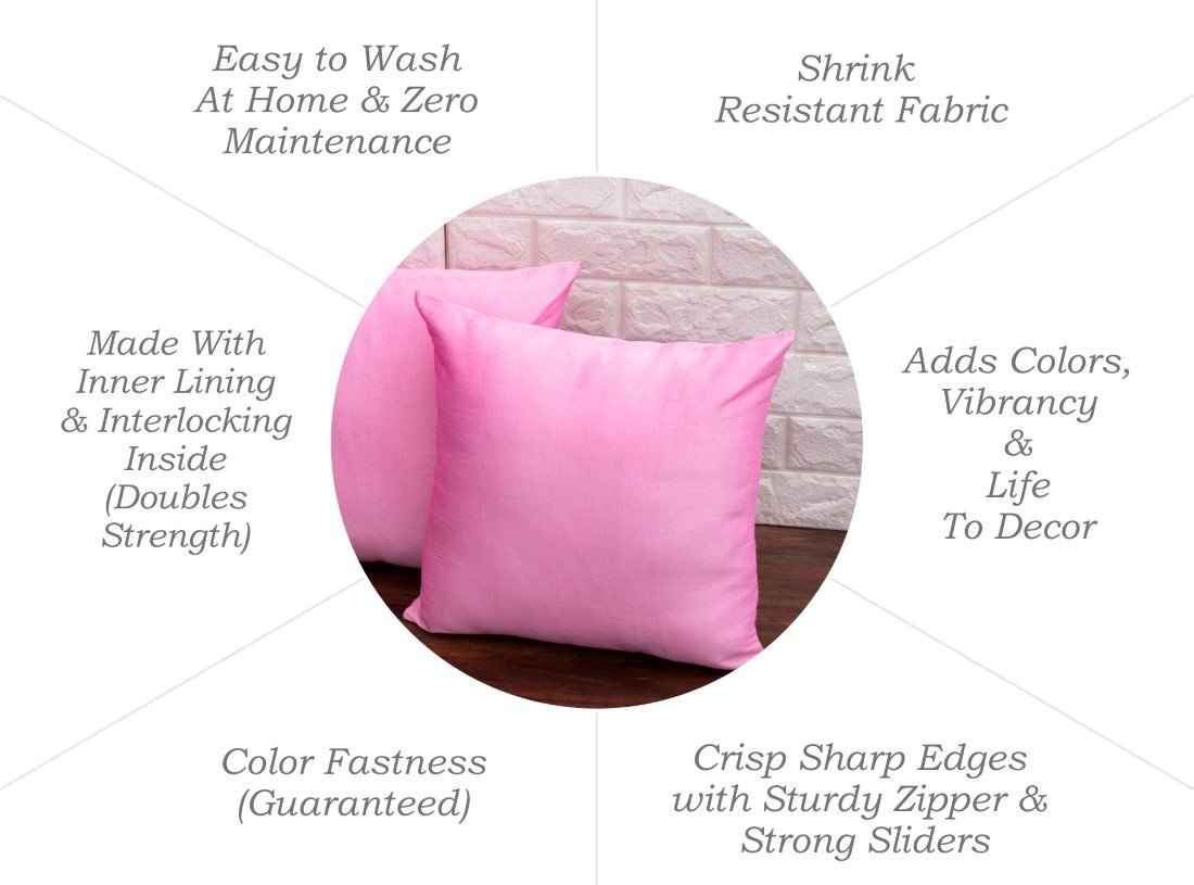 Plain Solid Superlative Baby Pink Cushion Covers - Image 6