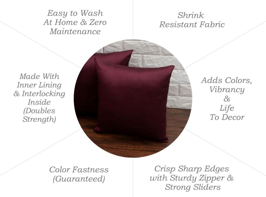 Plain Solid Superlative Wine Cushion Covers - Image 6