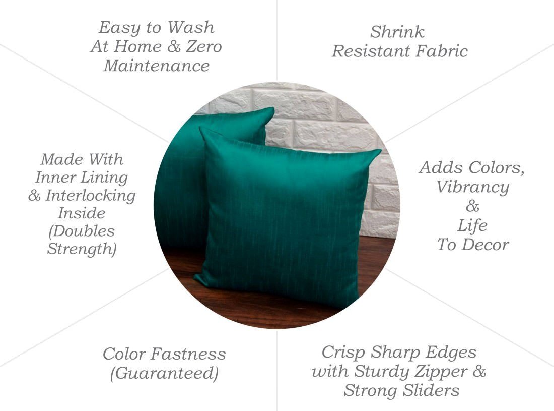 Plain Solid Superlative Peacock Green Cushion Covers - Image 6