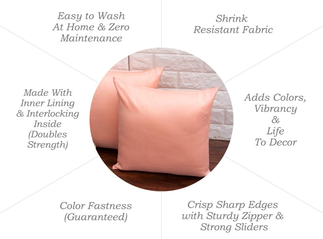 Plain Solid Superlative Peach Cushion Covers - Image 6