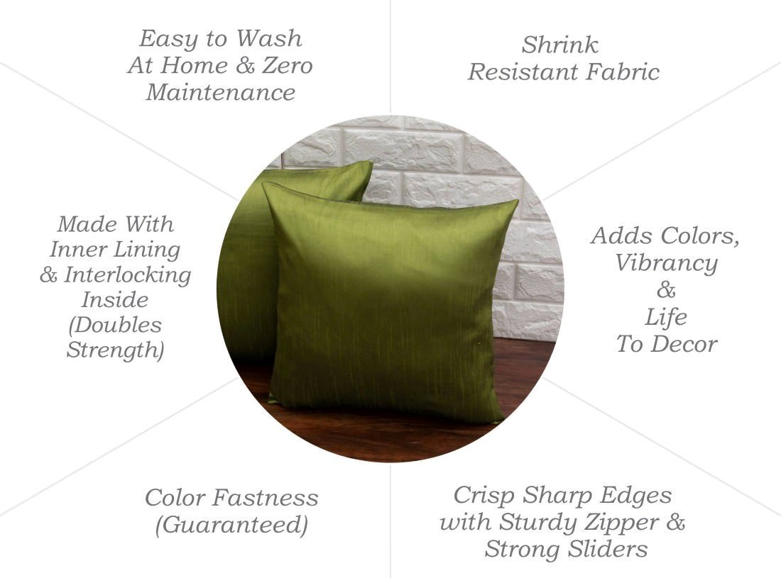 Plain Solid Superlative Olive Green Cushion Covers - Image 6