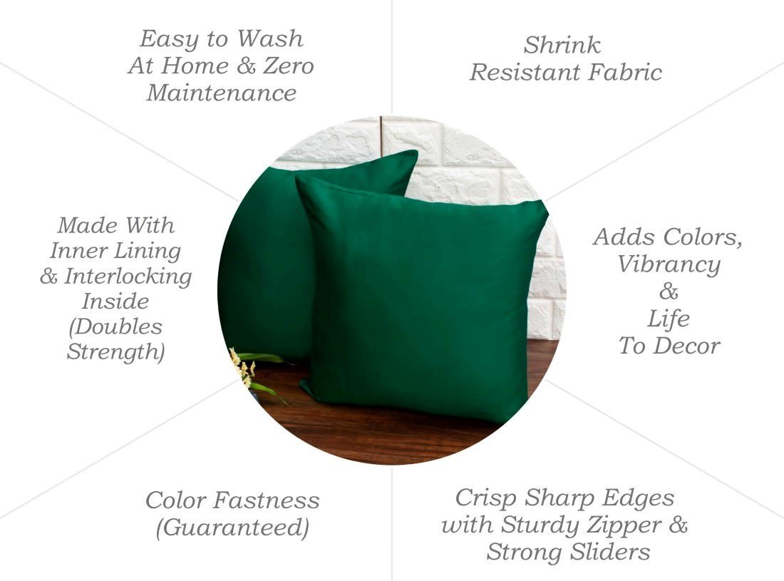 Plain Solid Superlative Emerald Green Cushion Covers - Image 6