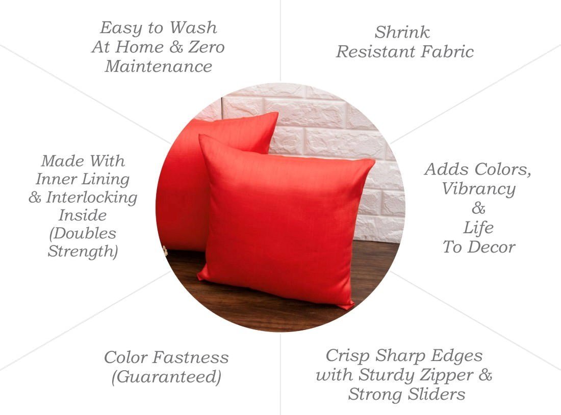 Plain Solid Superlative Coral Red Cushion Covers - Image 6