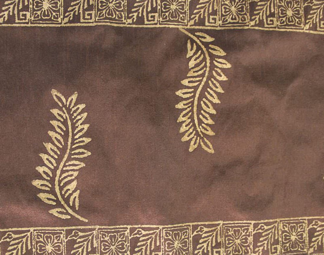 Royal Gold Hand Block Printed Silky Table Runner - Brown - Image 3