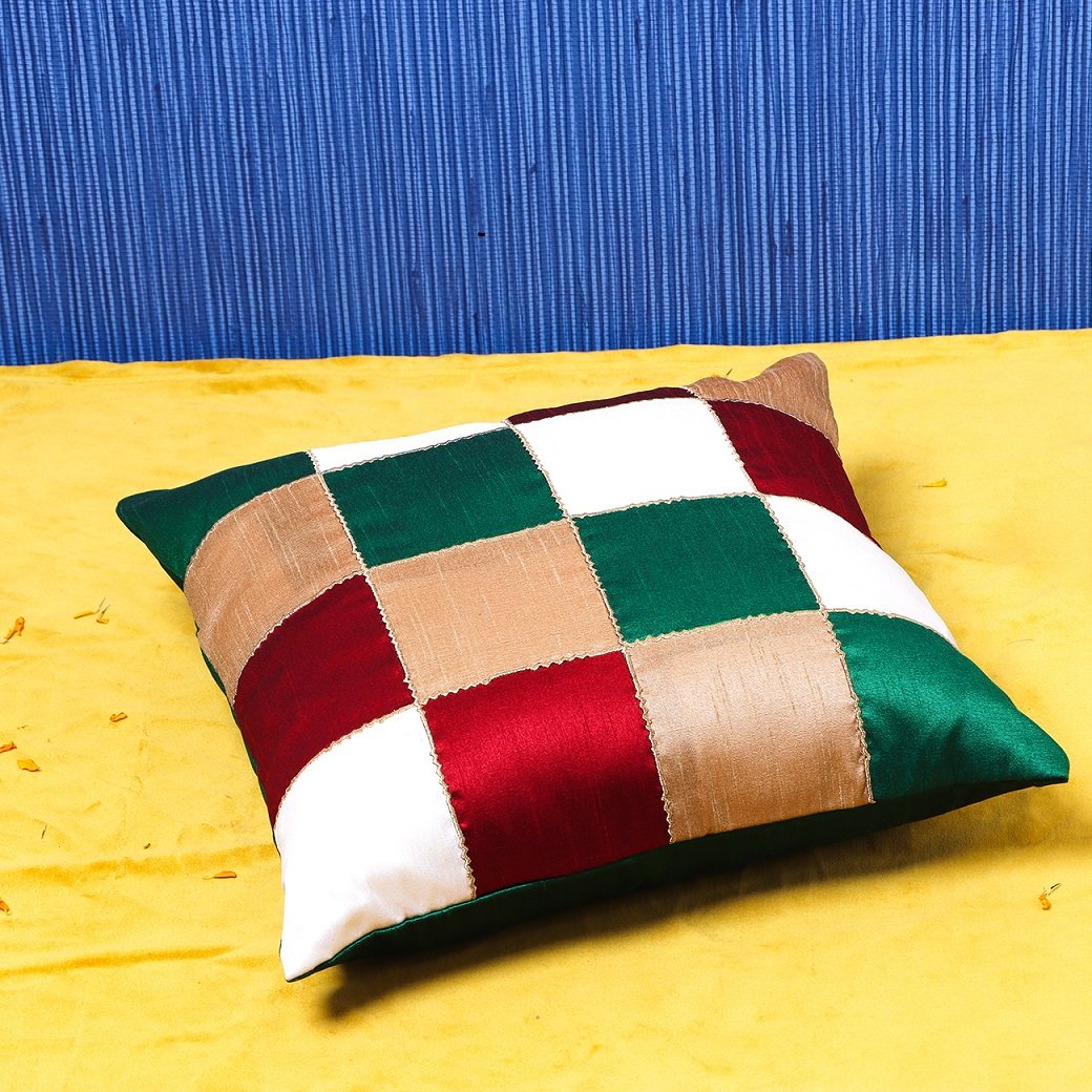 Rangrez Silk 4 Shades of Designer Multicolor Cushion Covers - Image 3
