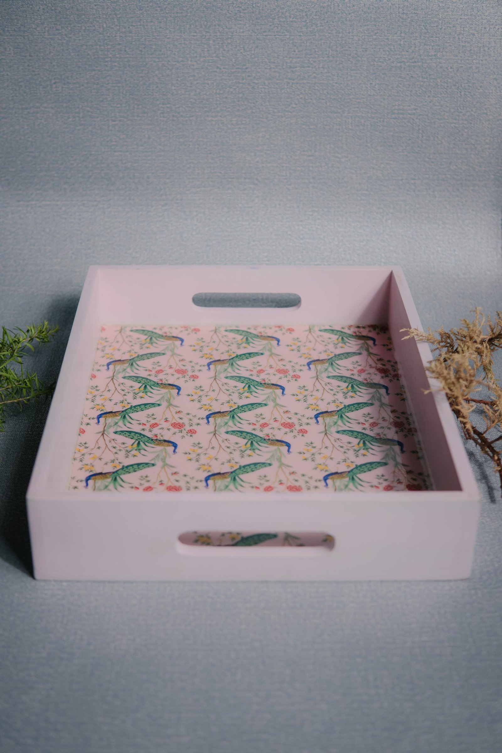 Wooden Artistic Mayur Firdaus Serving Trays (Set of 2) - Image 3