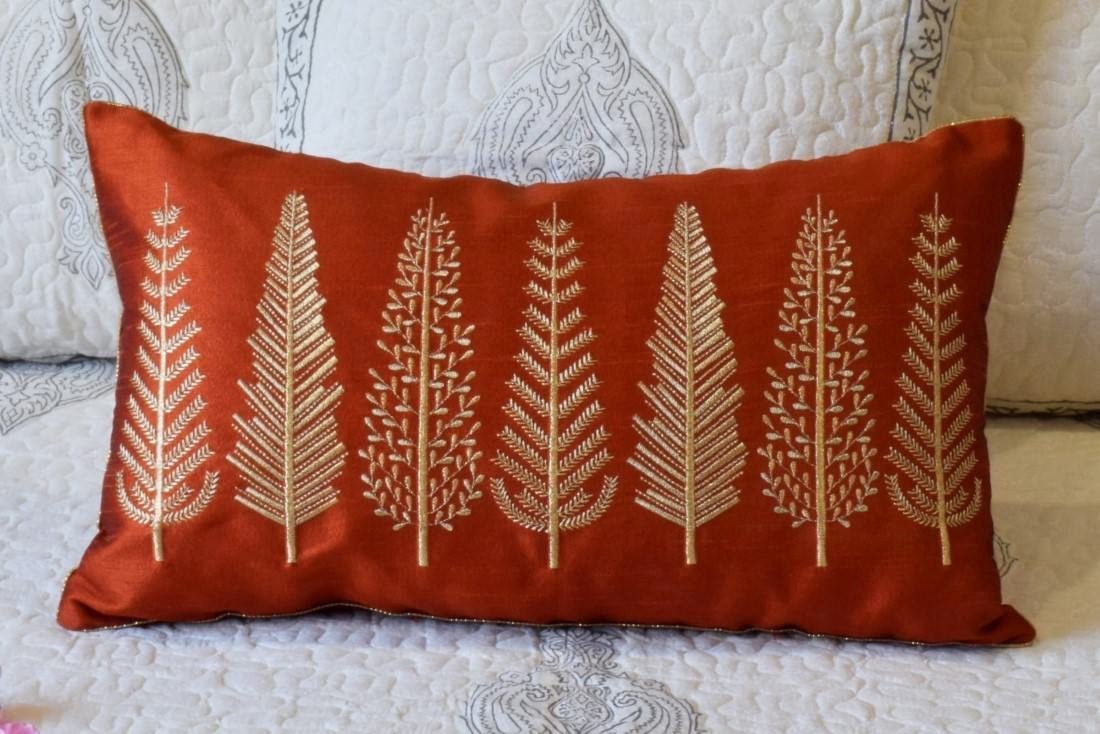 Baag-e-Bahaar Red Brown Rectangular Cushion Covers - Image 3