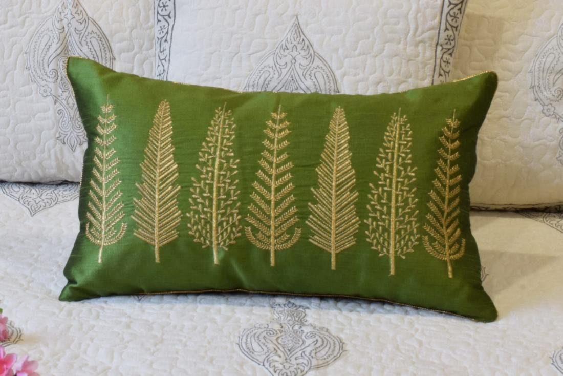 Baag-e-Bahaar Olive Green Rectangular Cushion Covers - Image 3