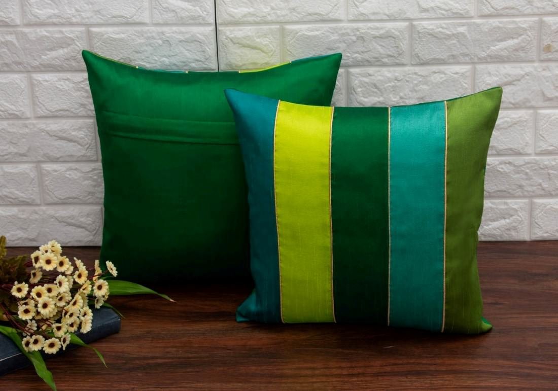 Go Green 5 Shades of Green Designer Kattran Cushion Covers - Image 7