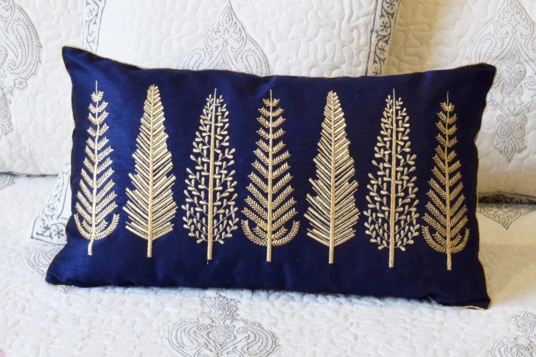 Baag-e-Bahaar Navy Blue Rectangular Cushion Covers - Image 3