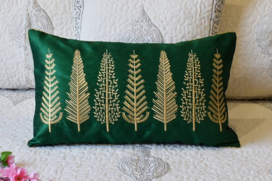 Baag-e-Bahaar Emerald Green Rectangular Cushion Covers - Image 3