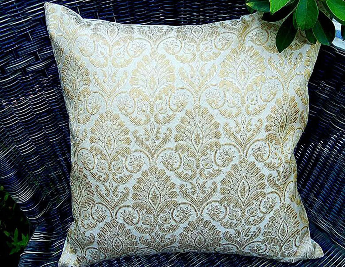 Irish Ivory & Golden Mughal Classic Design Cushion Covers - Image 4