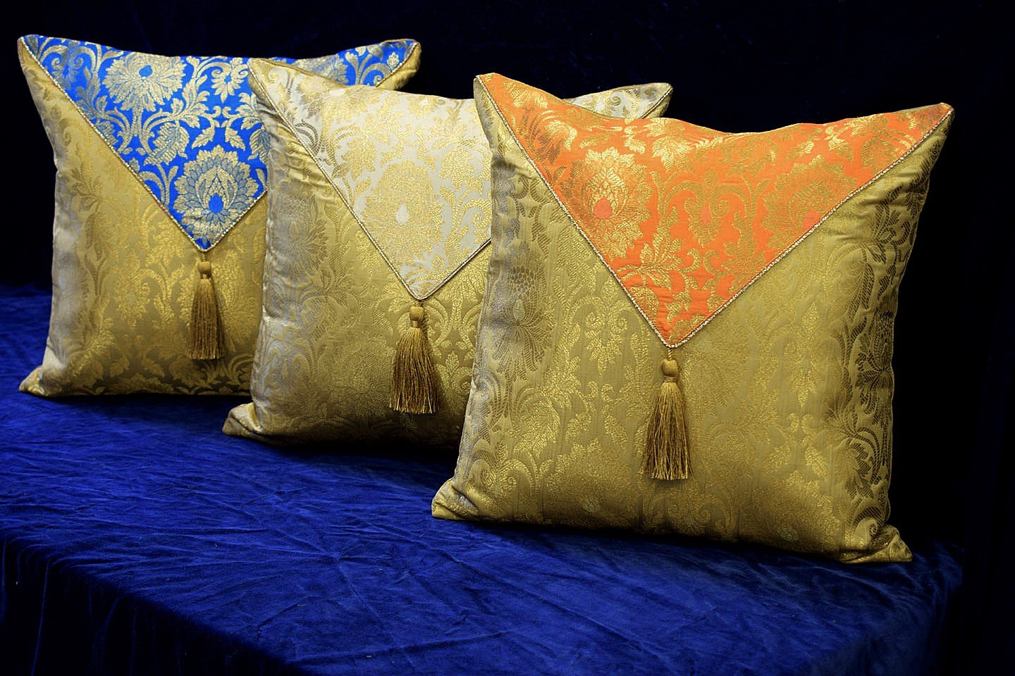 Jashan-E-Mehrang Cushion Covers Combo (Firozi, White, Orange) - Image 2