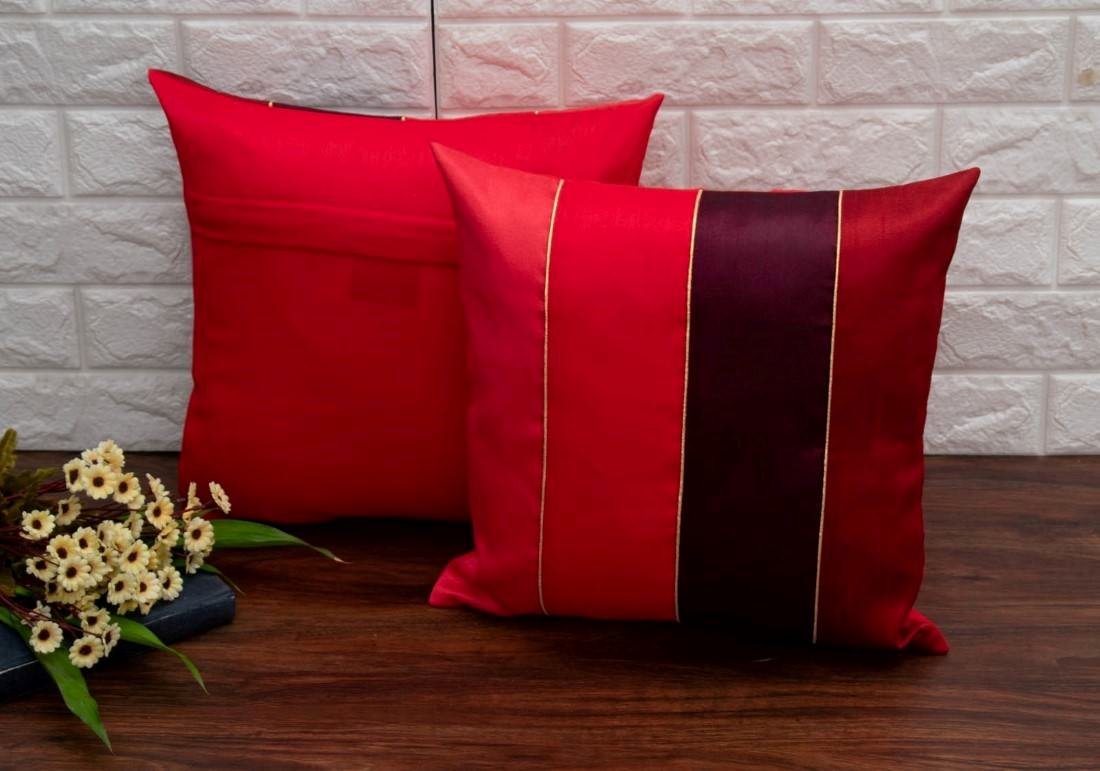 Go Red 4 Shades of Red Designer Kattran Cushion Covers - Image 3