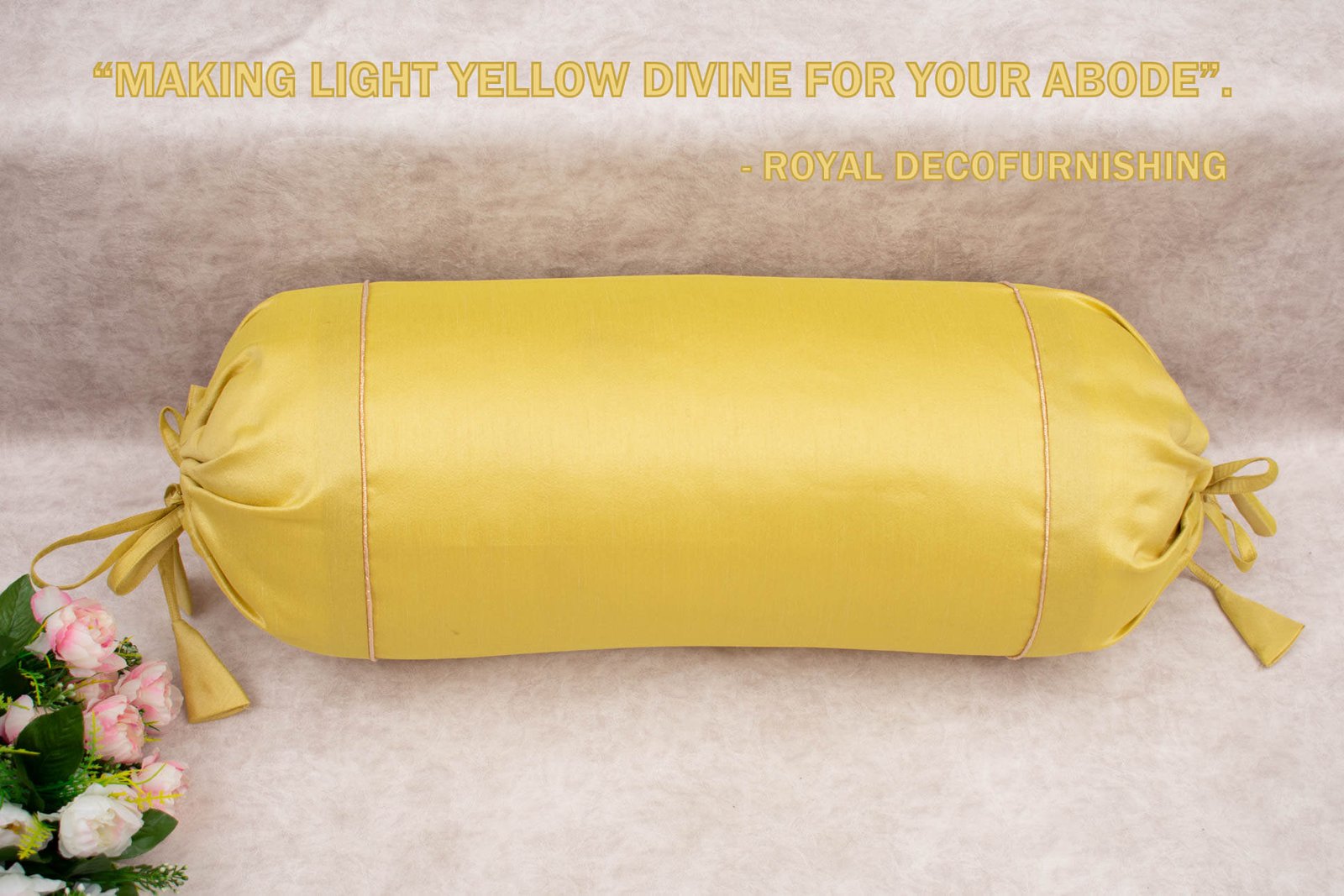 Plain Solid Superlative Light Yellow Bolster Covers - Image 5