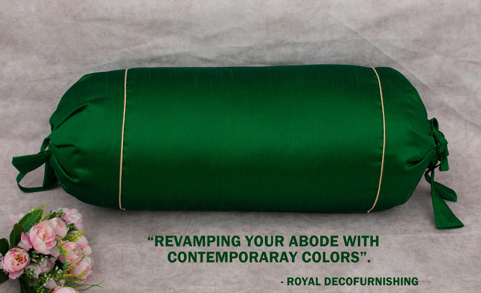 Plain Solid Superlative Emerald Green Bolster Covers - Image 5